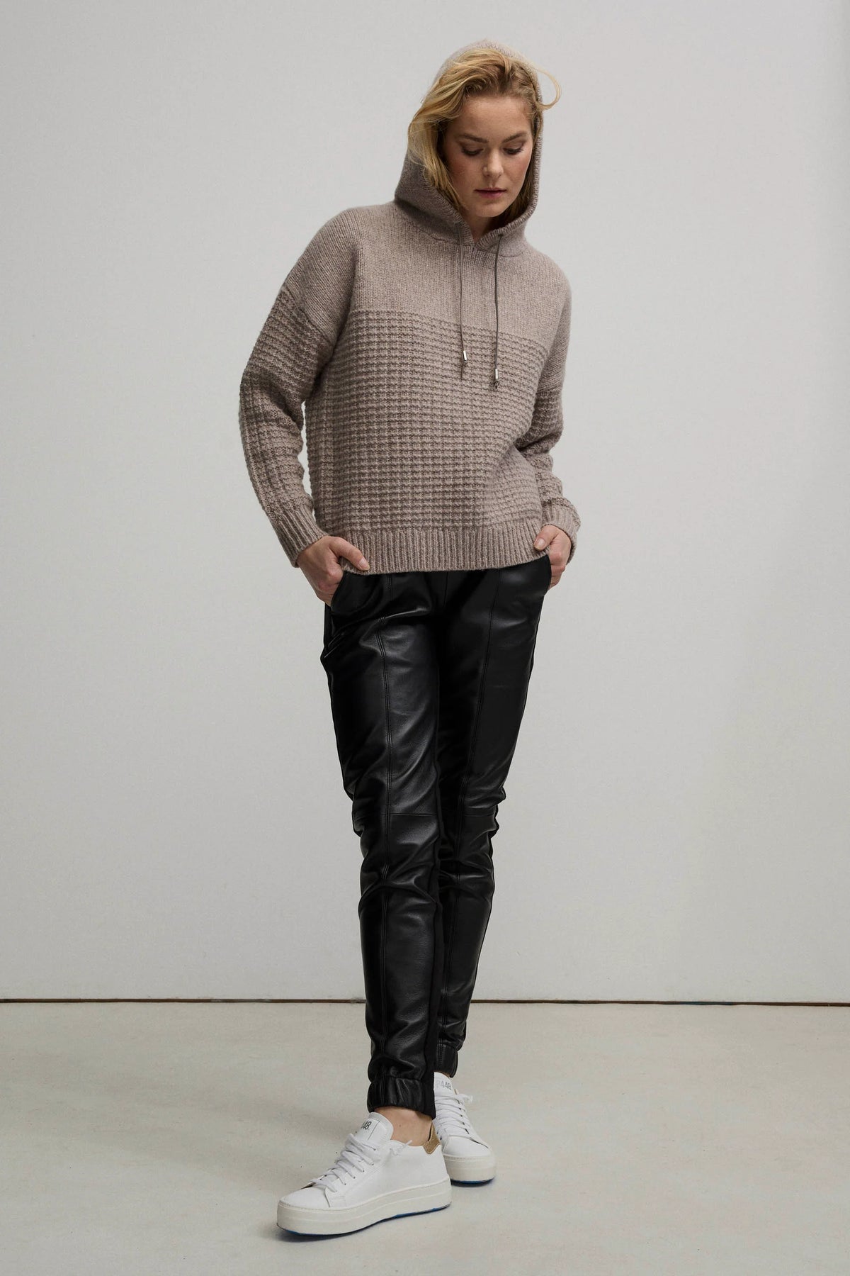FERGIE LEATHER JOGGER PANTS