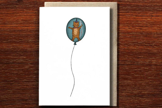 CAT IN A BALLOON CARD
