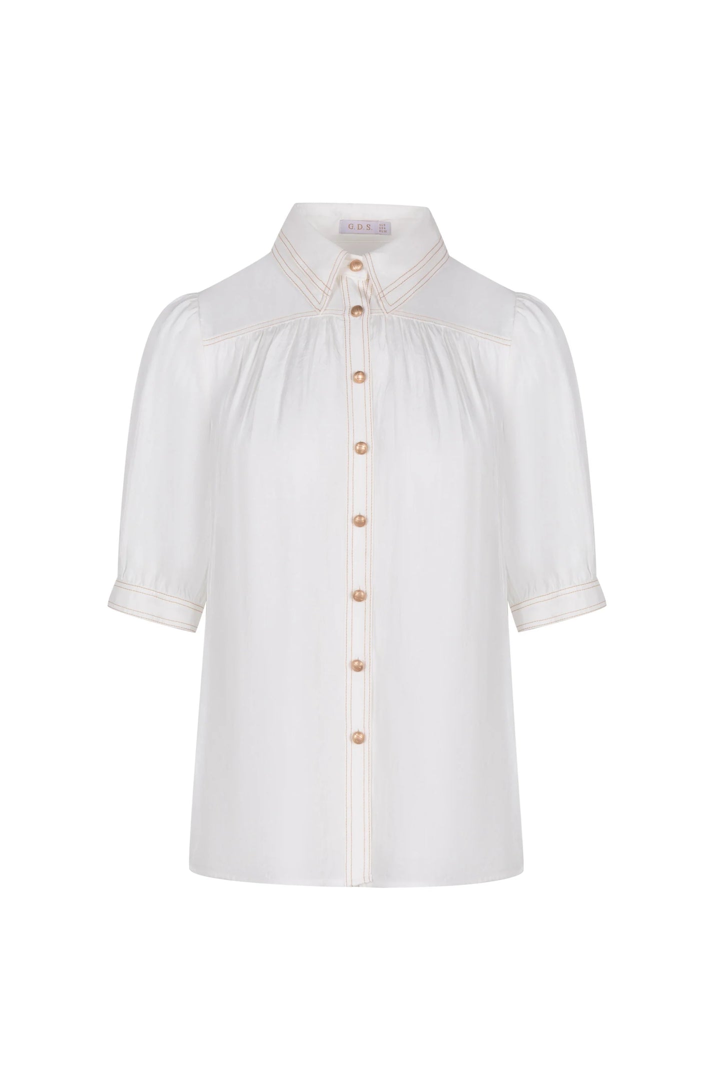 CELINE SHORT SLEEVE BLOUSE - WHITE