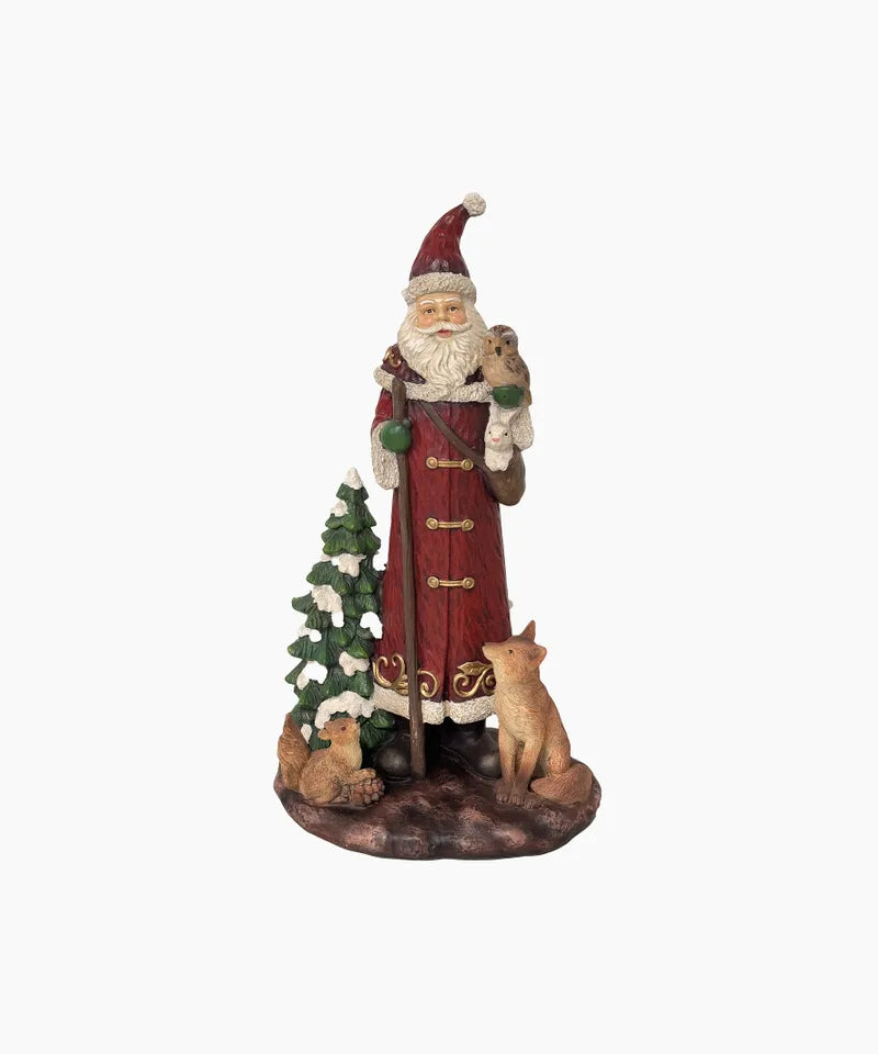 TRADITIONAL SANTA WITH FORREST ANIMALS