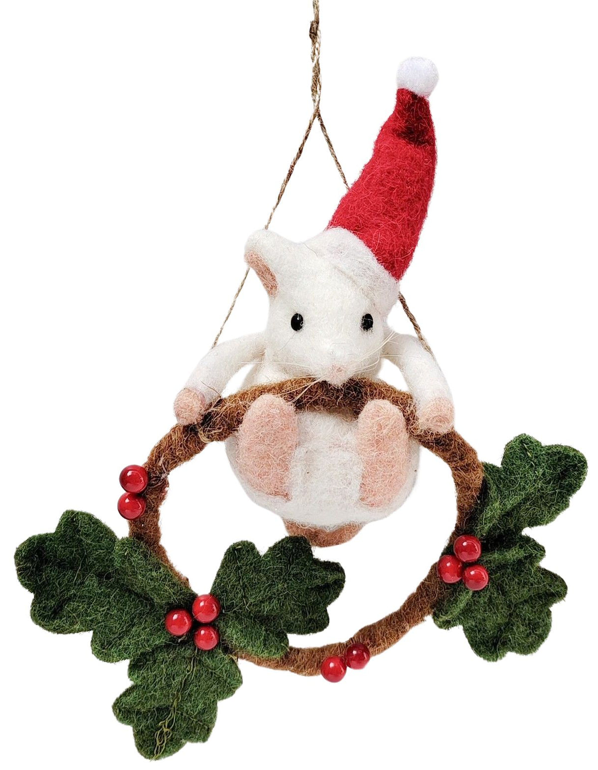 SNOWY CHRISTMAS MOUSE ON WREATH