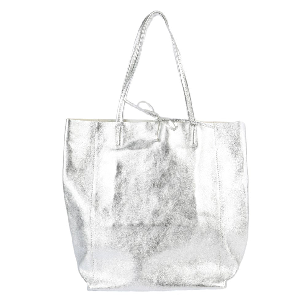 METALLIC LARGE TOTE - SILVER