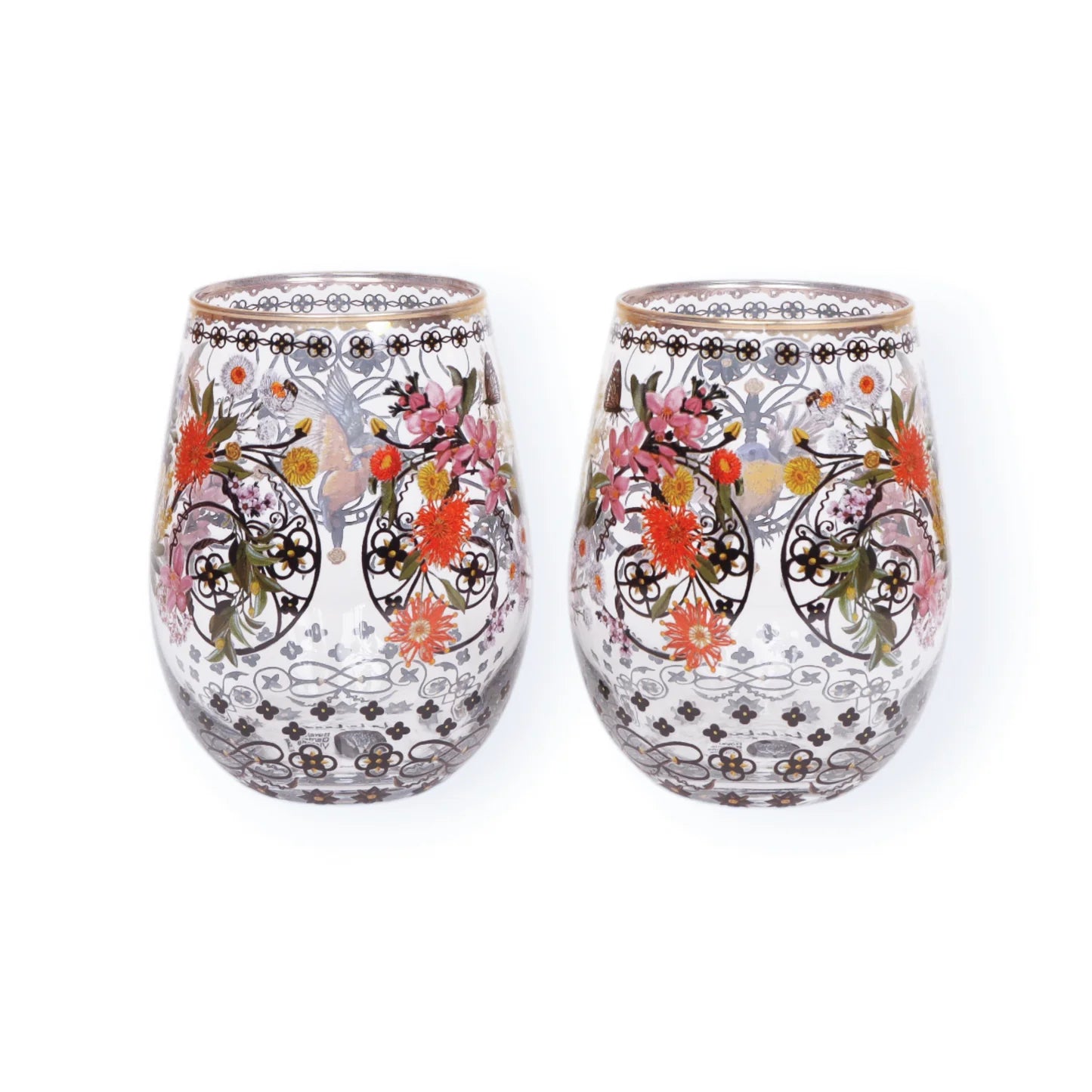 SET 2 GLASS TUMBLERS - ROYAL BOTANIC GARDENS VICTORIA