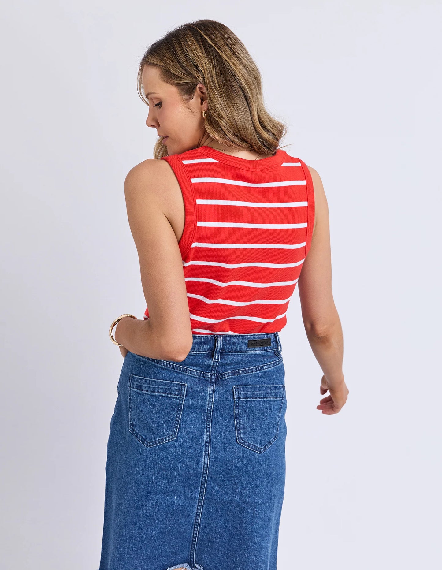 IRIS STRIPE TANK - TANGELO WHITE STRIPE