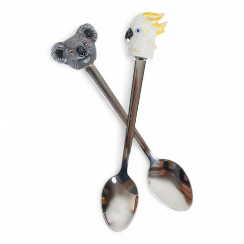 RESIN SPOONS AUSSIE CUTIES KOALA & WHITE COCKATOO