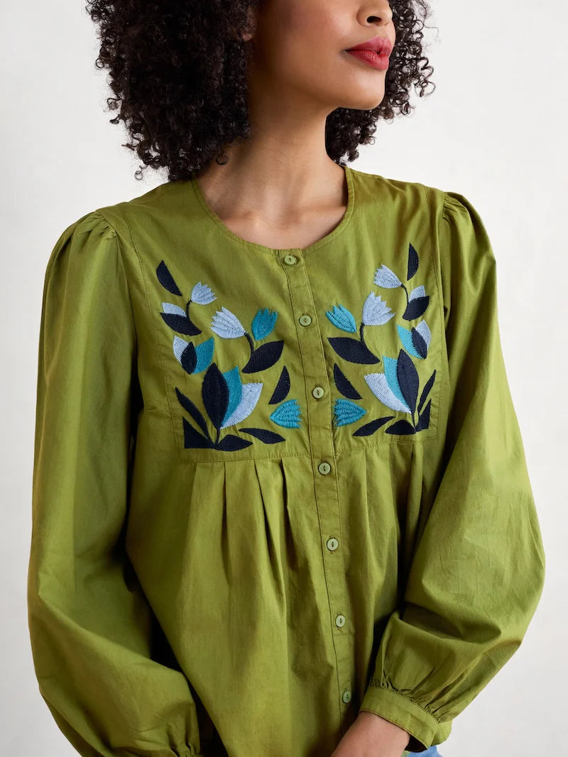 THORNAPPLE EMBROIDERED SHIRT - DARK CITRON