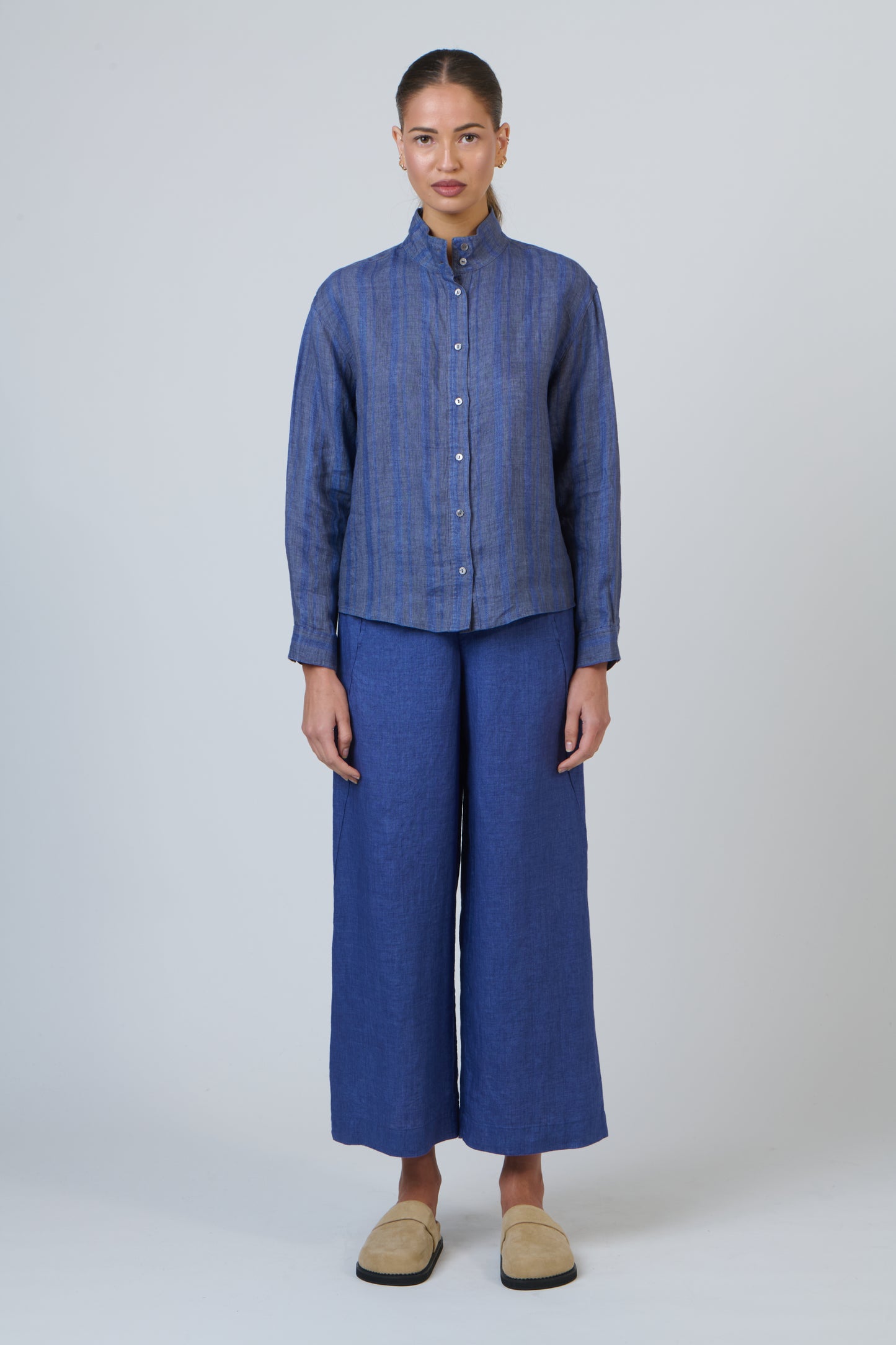 LINEN WIDE LEG PANT - PLACID