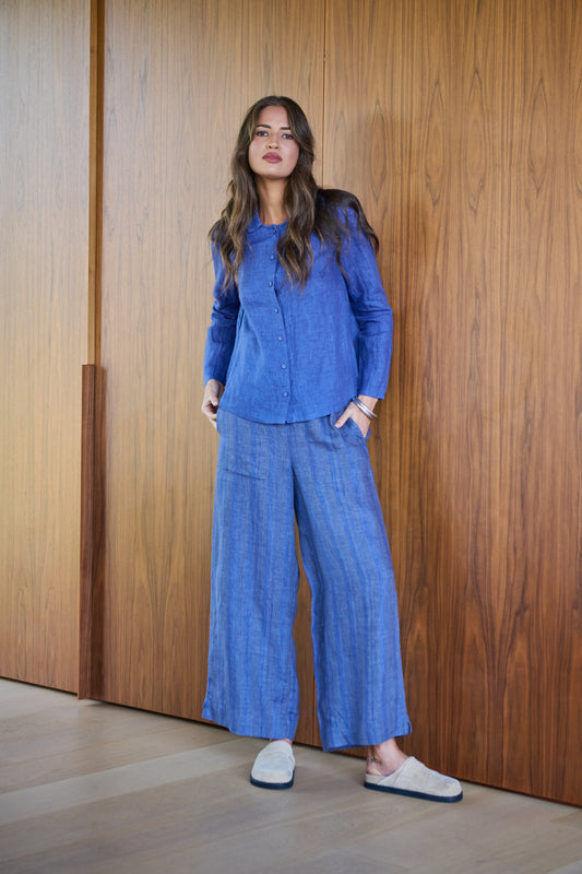 LINEN BUTTON DOWN SHIRT - PLACID