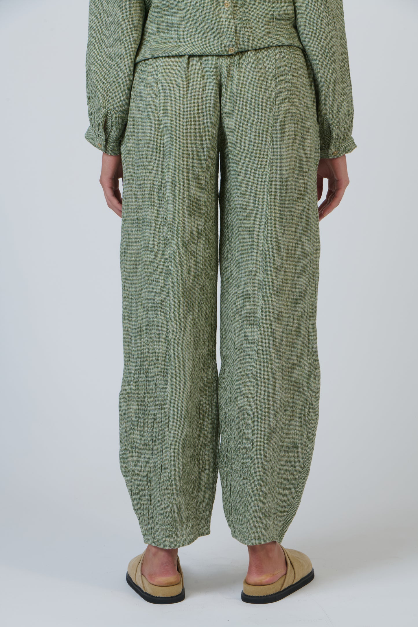 LINEN BALLOON LEG PANT - OREGANO