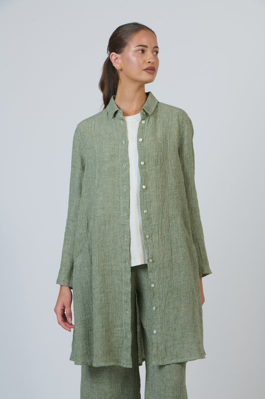 LINEN SHIRT JACKET - OREGANO
