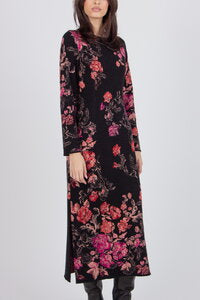 JACQUARD DRESS - CHOCOLATE RED FURNISHING FLORALS