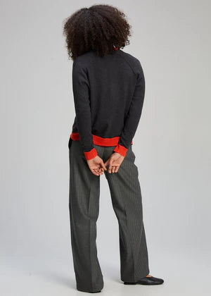 V-NECK CARDI - CHARCOAL