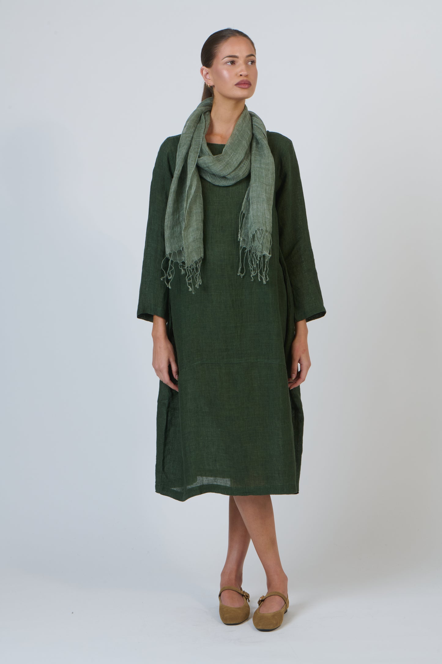 LINEN SCARF - KHAKI