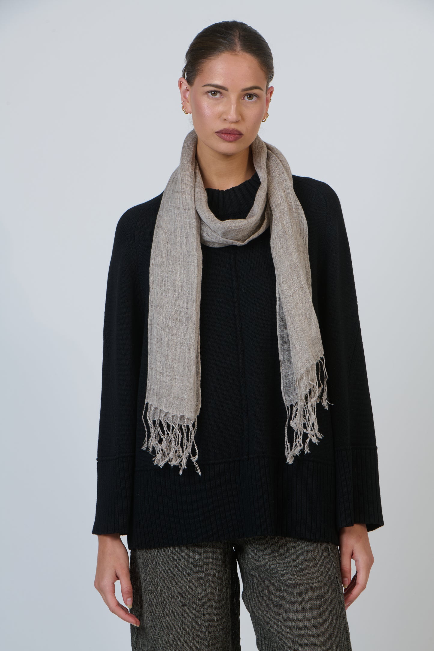 LINEN SCARF - TAUPE