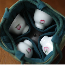 Load image into Gallery viewer, JAPANESE TEAWARE TRAVEL BAG - BIRDS