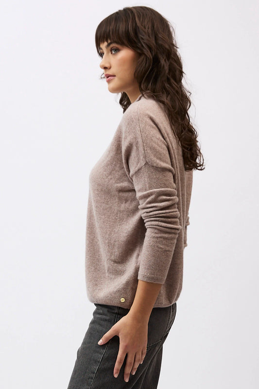 SLOAN MOCK NECK SWEATER - TOAST