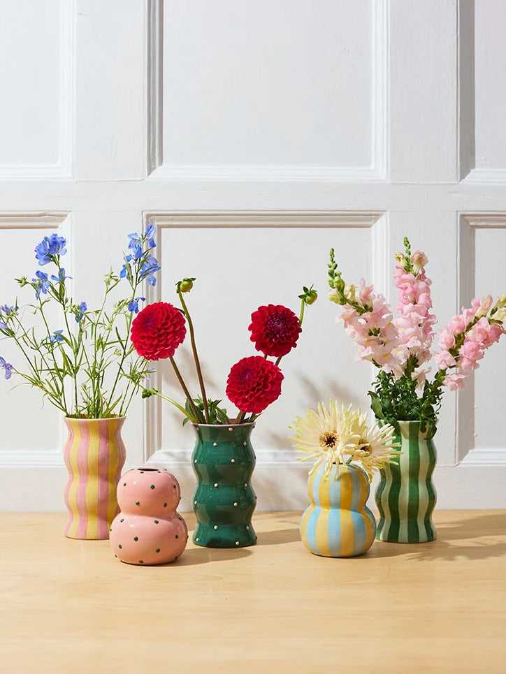 PALMA GREEN PINK DOTTY VASE