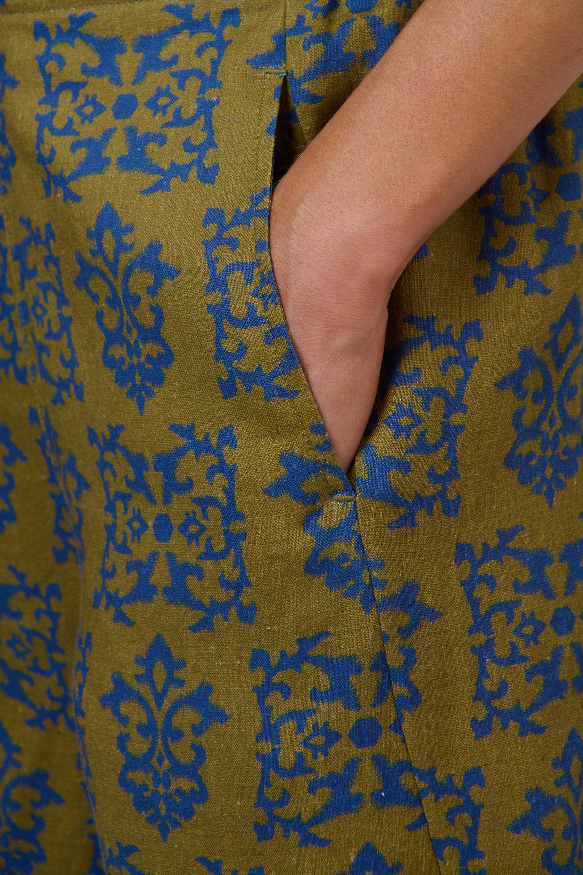 LINEN PANT - KHAKI MOTIF PRINT