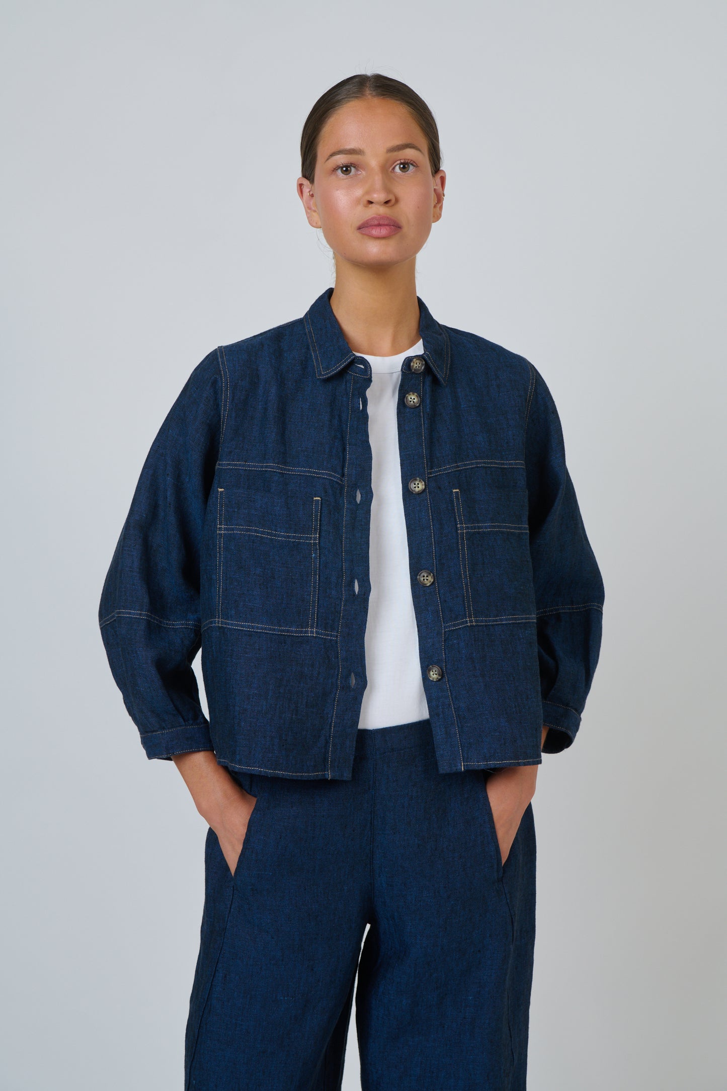 ECLIPSE LINEN JACKET - NAVY