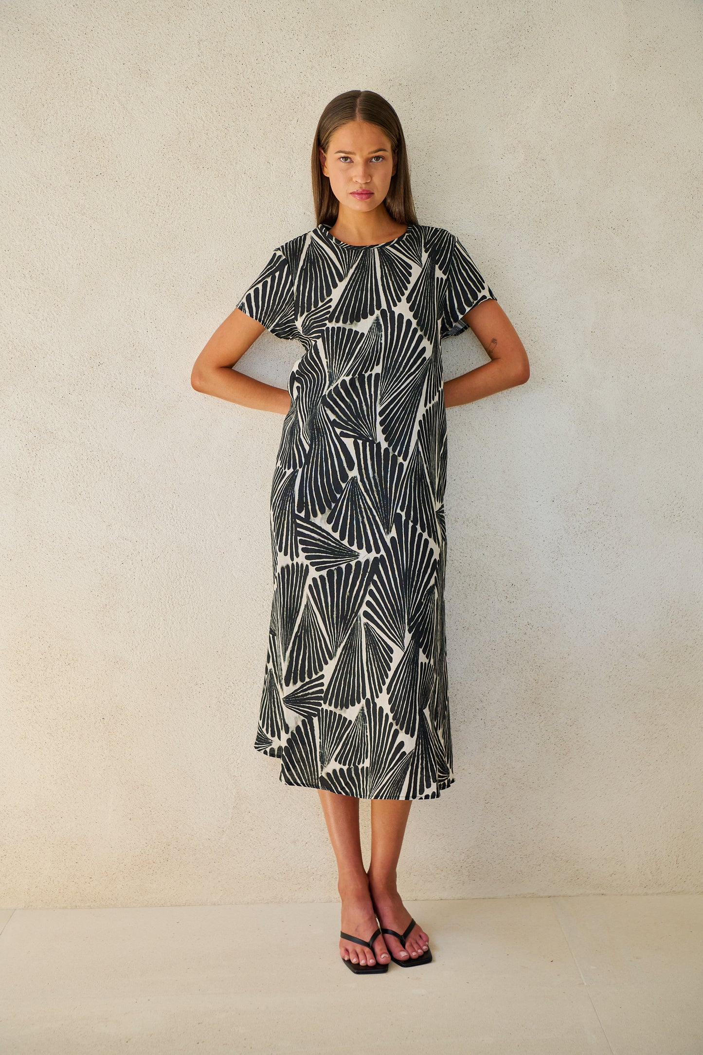 FOLIES PRINT LINEN DRESS