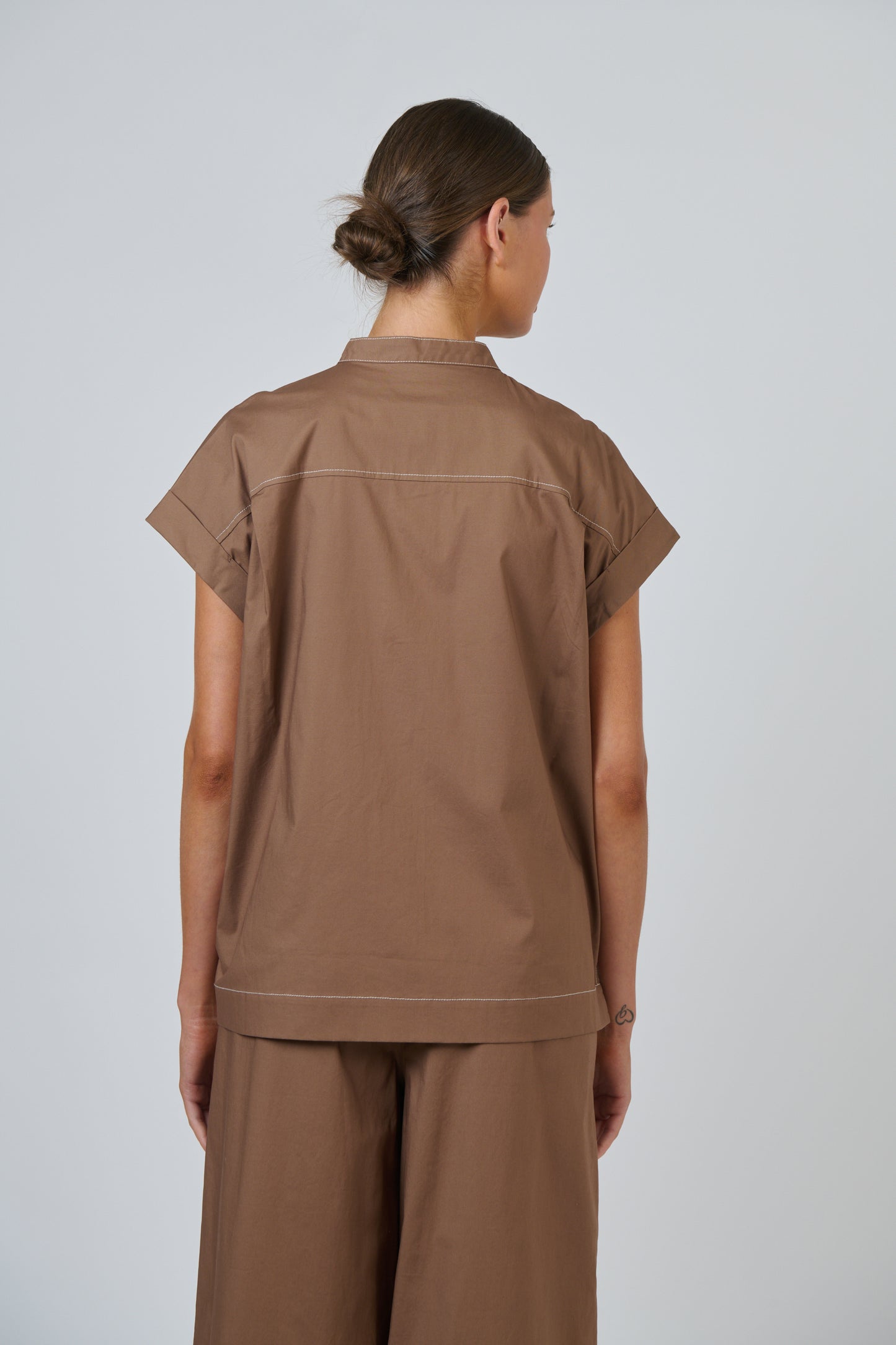 COTTON POPLIN TOP - COOKIE