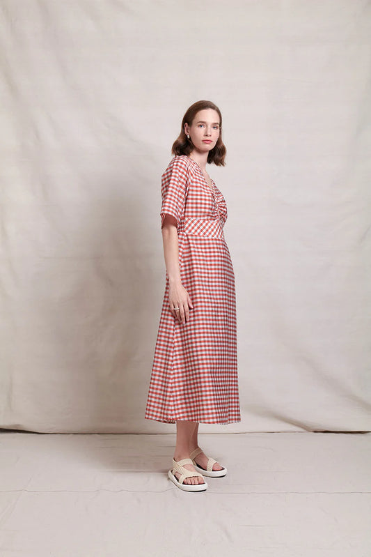 ABSOLUTE PITCH DRESS - CLAY CHECK