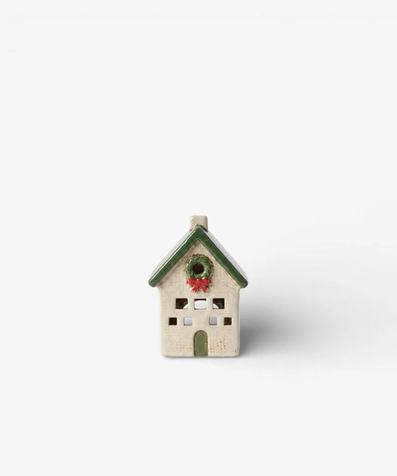 NORGARD COTTAGE WITH BOW WREATH TEALIGHT