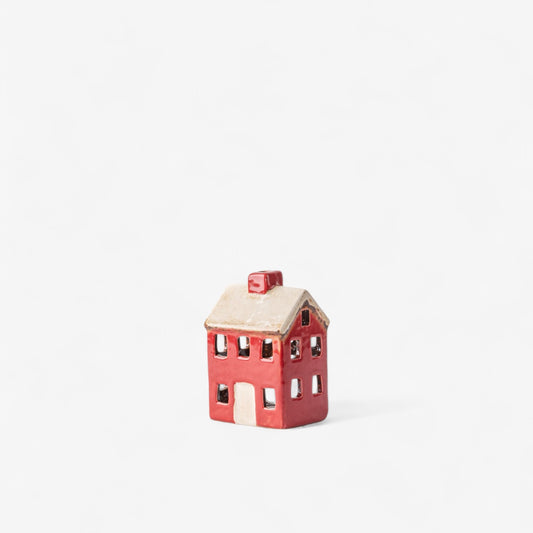 ALSACE PETITE CHALET RED CREAM TEALIGHT