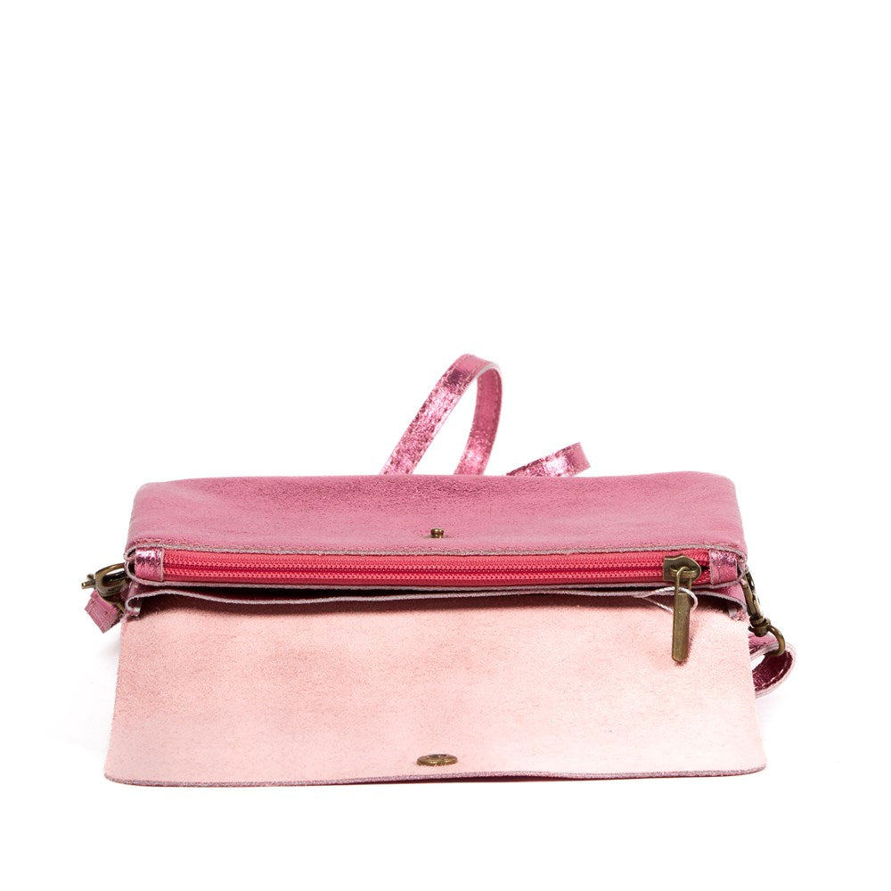 METALLIC CROSS BODY BAG - CANDY PINK