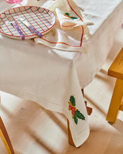 Load image into Gallery viewer, NOEL EMBROIDERED LINEN TABLECLOTH