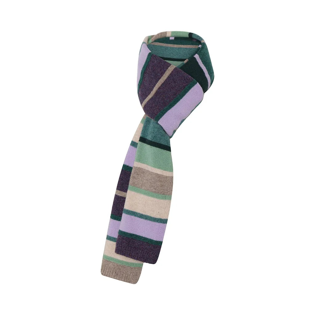 ANNI LAMB STRIPE SCARF - COLD GREEN