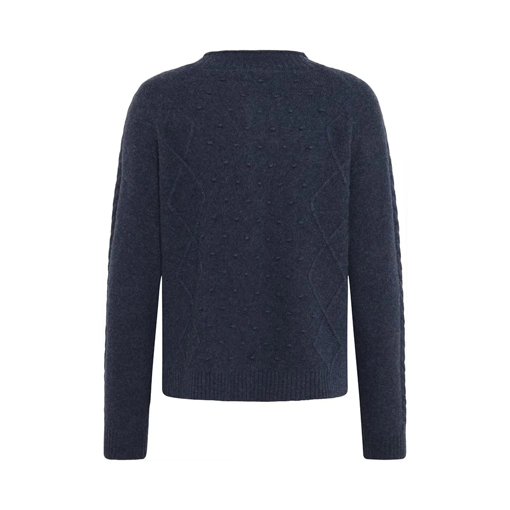 CABO MERINO CABLE CARDI - SOFT BLUE