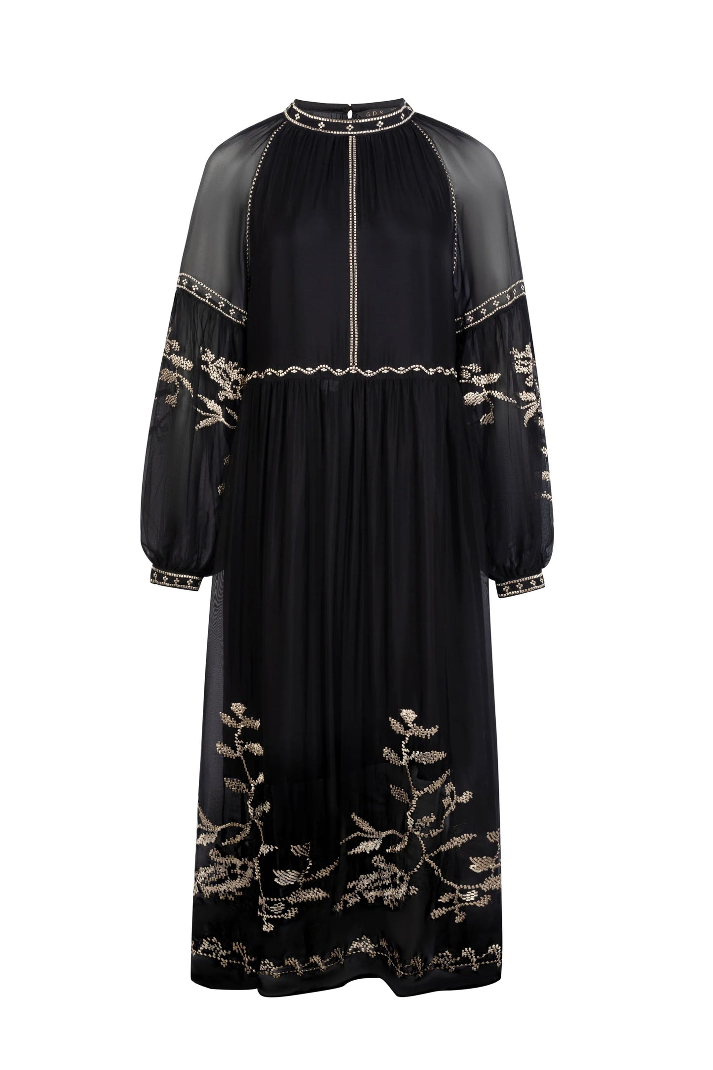 OLIVIANE EMBROIDERED DRESS - BLACK
