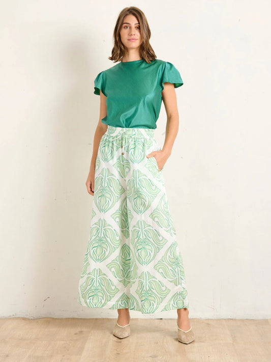 SILKY PALAZZO PANT - PALAZZA JADE