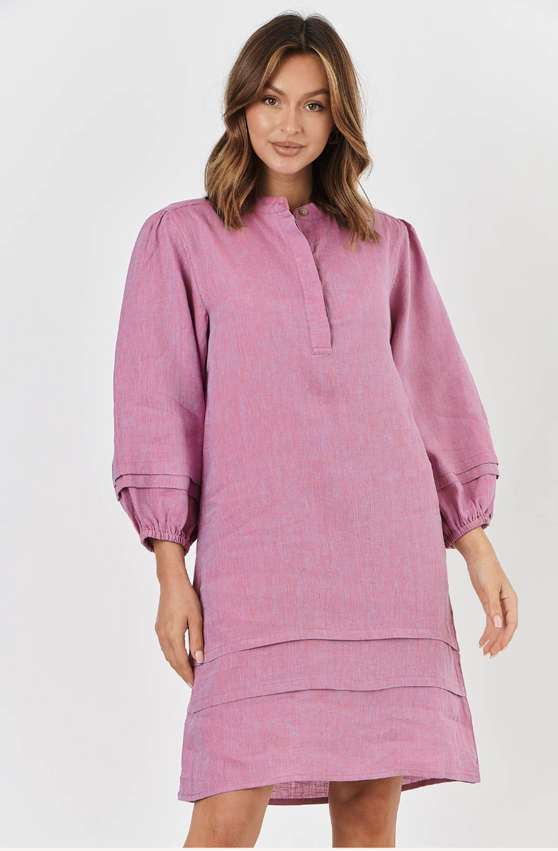 Hamilton linen balloon on sale sleeve mini dress