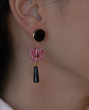 Load image into Gallery viewer, PINK ORCHID PENDANT EARRINGS