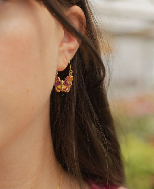 FIGS AND FLOWERS BUTTERFLY HOOP EARRINGS