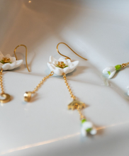 Load image into Gallery viewer, SNOWDROP & MOON PENDANT EARRINGS