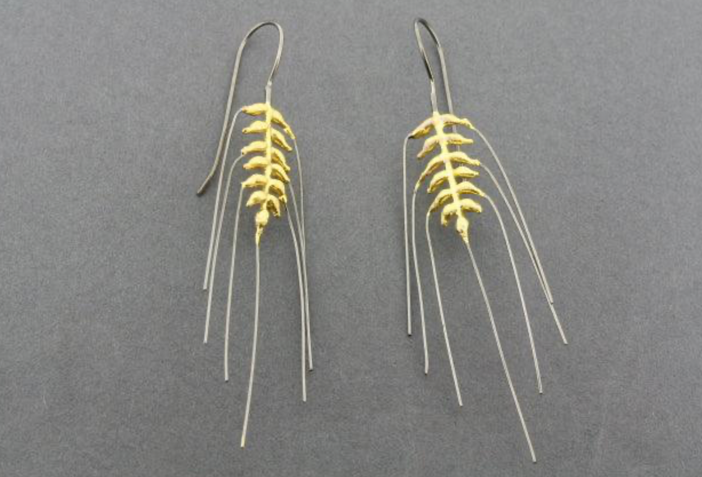 OXIDISED SILVER & GOLD PLATED WHEAT EARRINGS