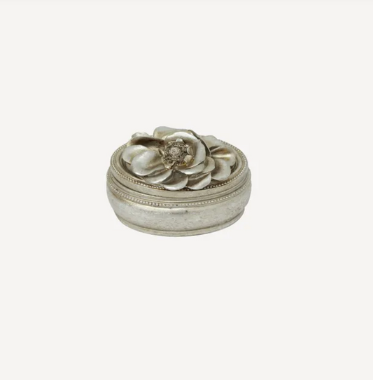 GARDENIA OVAL PEWTER TRINKET BOX