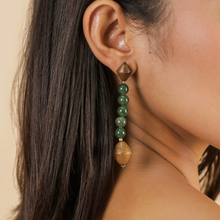Load image into Gallery viewer, LONG POST ADVENTURINE EARRINGS
