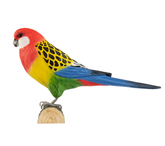 EASTERN ROSELLA HANDCARVED DECO BIRD
