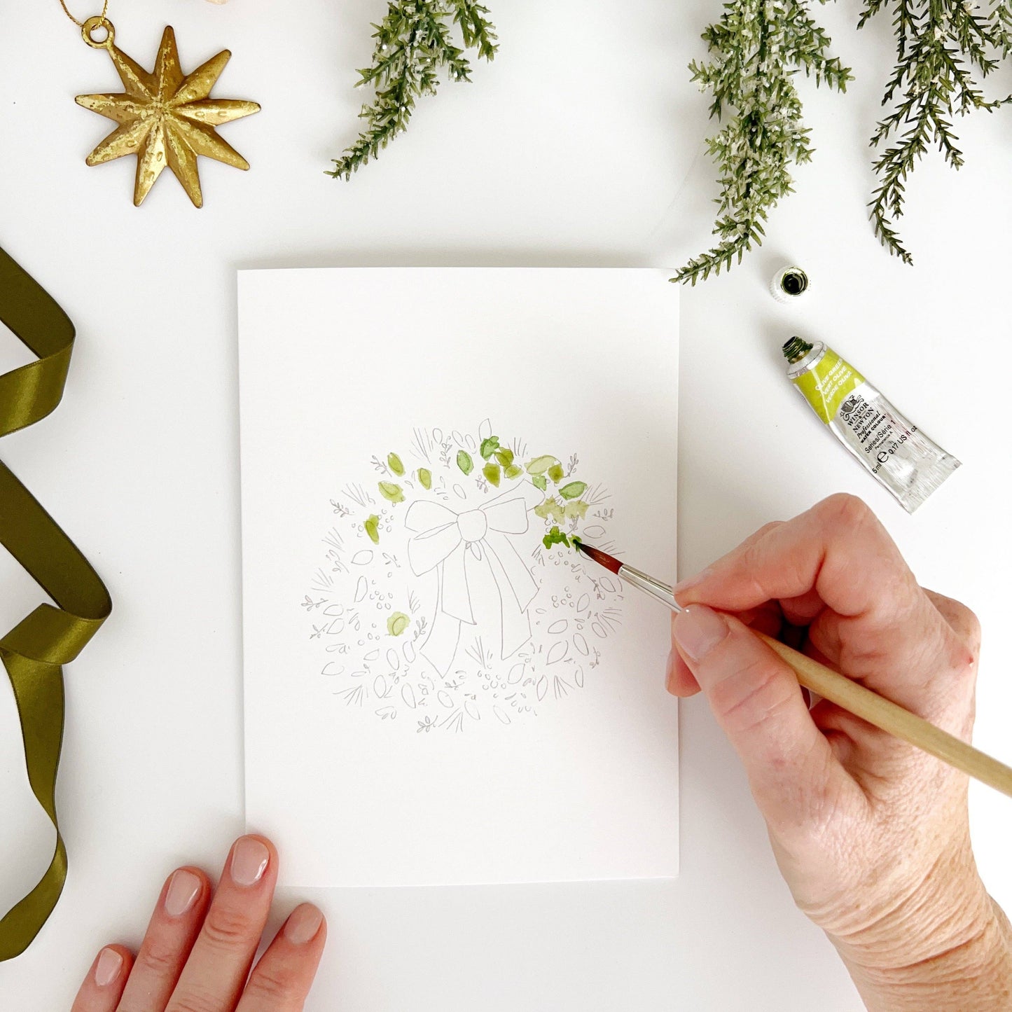 WREATHS PAINTABLE NOTECARDS