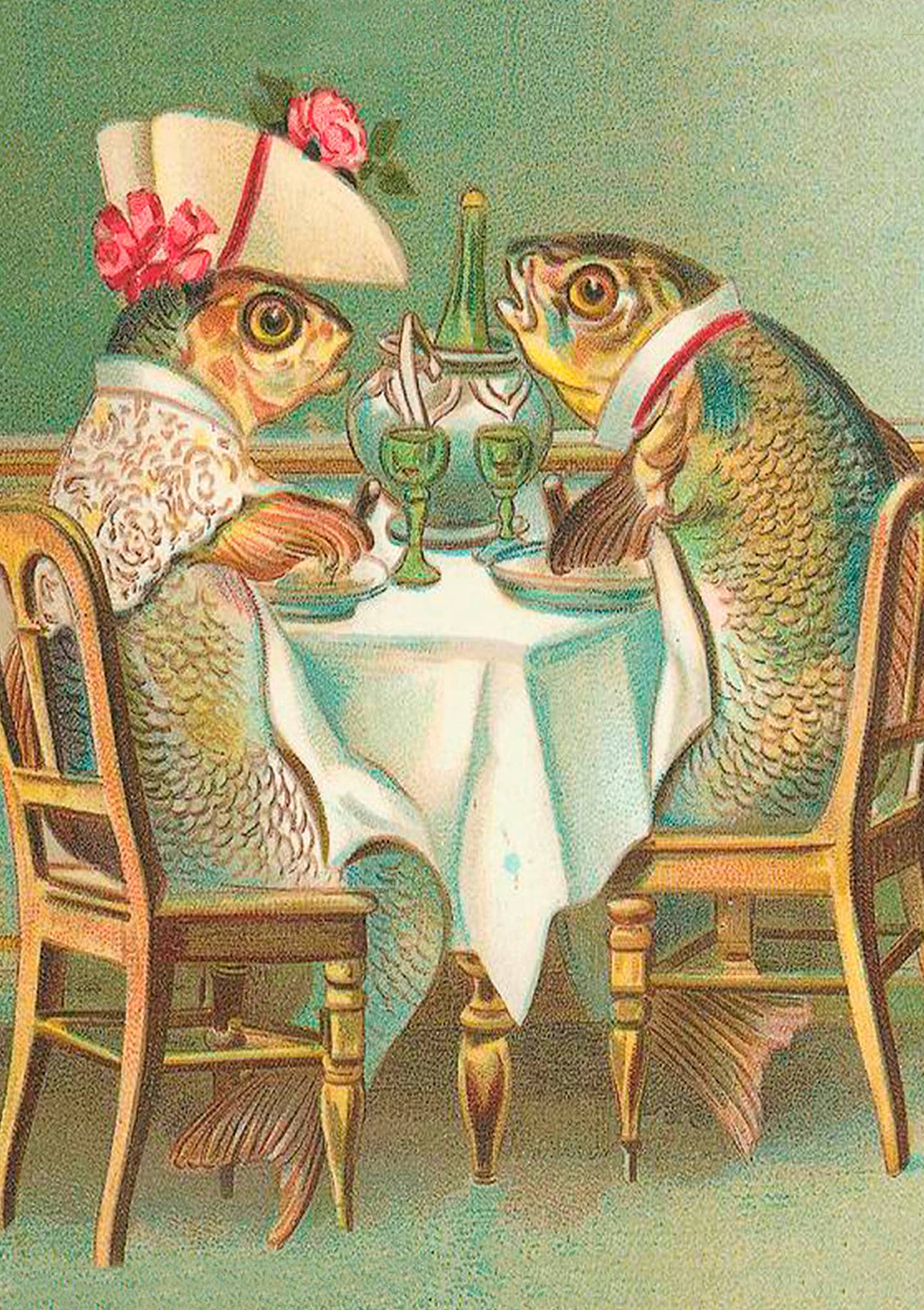 WHIMSICAL GREETING CARD - DINNER FOR TWO