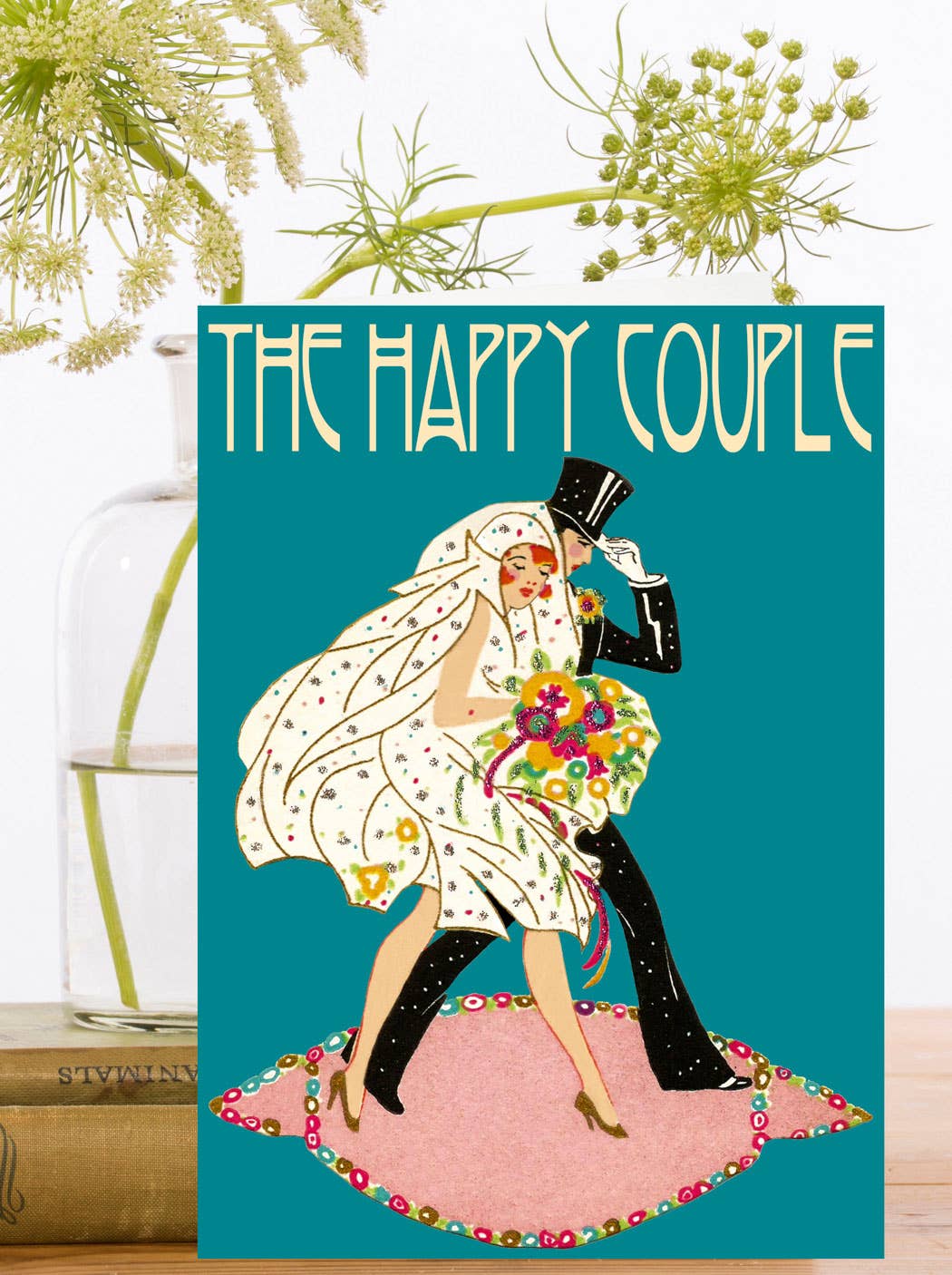 HAND GLITTERED GREETING CARD - WEDDING DAY