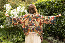 Load image into Gallery viewer, PIXIE CROPPED DUSTER - STAY GOLD WITH RABBITS & BEES