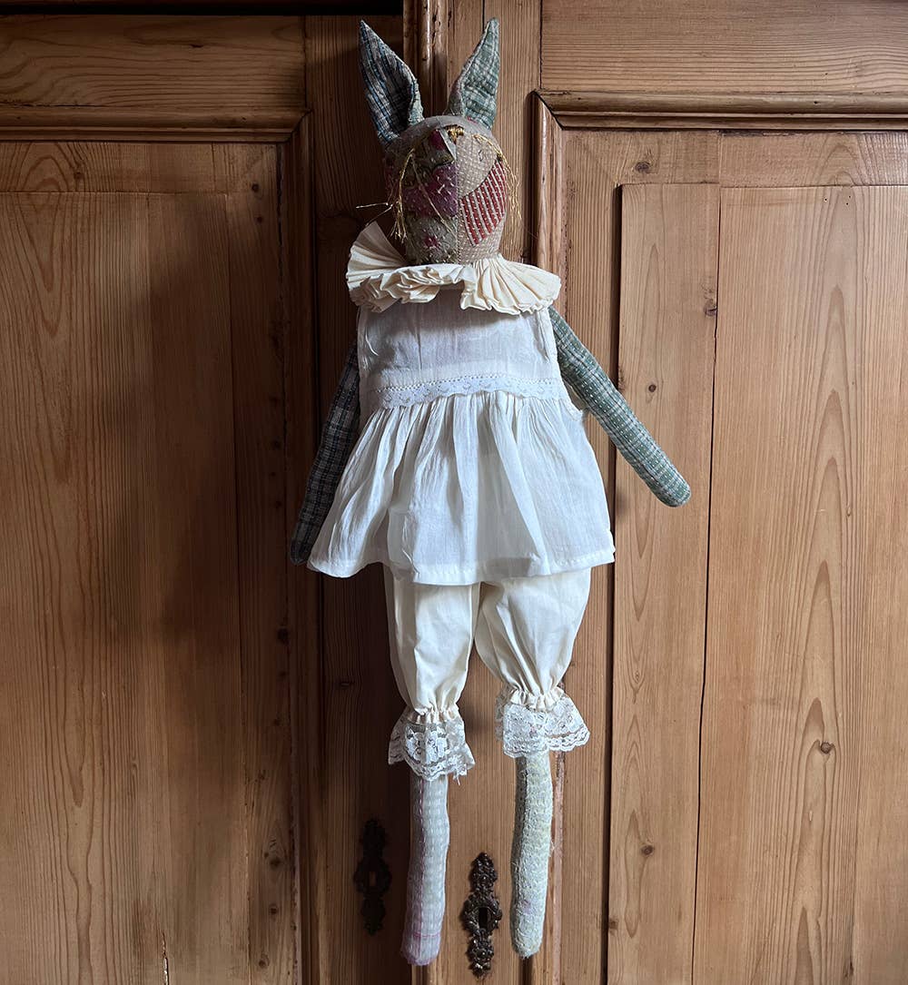 KANTHA RUFFLE HARE RAG DOLL - COTTON FILLED