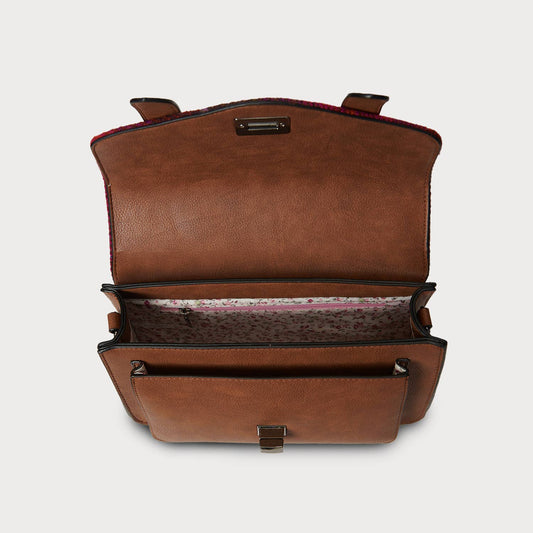The Medium Satchel: Navy-Beige TartanTHE MEDIUM SATCHEL - NAVY BEIGE TARTAB