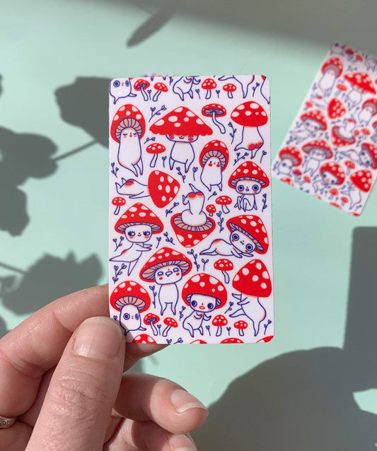 CHEEKY MUSHROOMS TRAVEL CARD STICKER