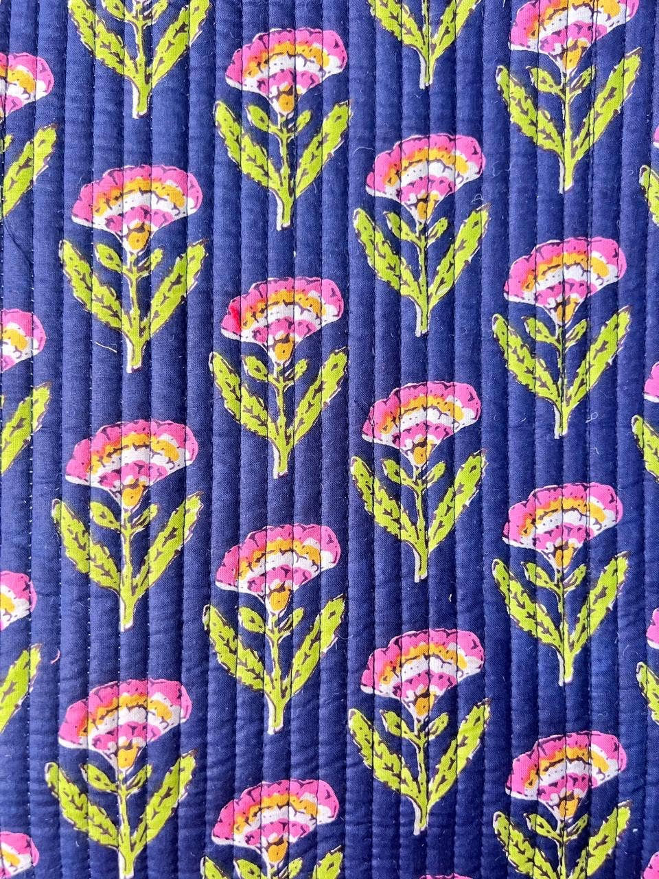 QUILTED COTTON LAPTOP BAG - BLUE